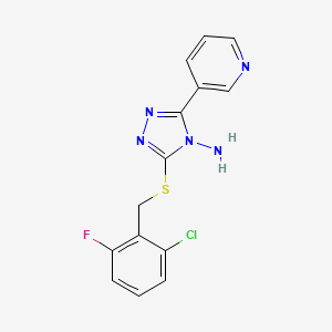 molecular formula C14H11ClFN5S B12141910 3-[(6-Chloro-2-fluorophenyl)methylthio]-5-(3-pyridyl)-1,2,4-triazole-4-ylamine 