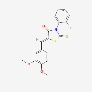 molecular formula C19H16FNO3S2 B12141940 (5Z)-5-(4-ethoxy-3-methoxybenzylidene)-3-(2-fluorophenyl)-2-thioxo-1,3-thiazolidin-4-one 