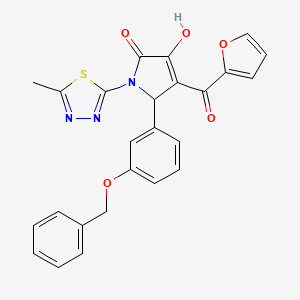 molecular formula C25H19N3O5S B12141962 5-[3-(benzyloxy)phenyl]-4-(furan-2-carbonyl)-3-hydroxy-1-(5-methyl-1,3,4-thiadiazol-2-yl)-2,5-dihydro-1H-pyrrol-2-one 