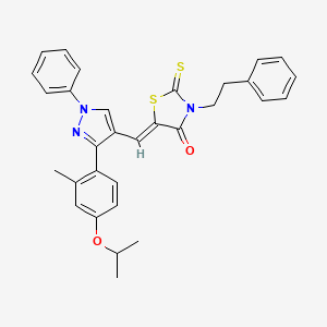 molecular formula C31H29N3O2S2 B12141975 (5Z)-5-({3-[2-methyl-4-(propan-2-yloxy)phenyl]-1-phenyl-1H-pyrazol-4-yl}methylidene)-3-(2-phenylethyl)-2-thioxo-1,3-thiazolidin-4-one 