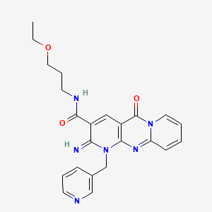 molecular formula C23H24N6O3 B12142047 N-(3-ethoxypropyl)-6-imino-2-oxo-7-[(pyridin-3-yl)methyl]-1,7,9-triazatricyclo[8.4.0.0^{3,8}]tetradeca-3(8),4,9,11,13-pentaene-5-carboxamide 