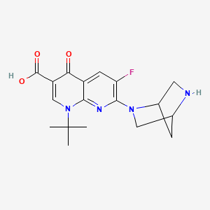 molecular formula C18H21FN4O3 B1214217 1-Tert-butyl-7-(2,5-diazabicyclo[2.2.1]heptan-2-yl)-6-fluoro-4-oxo-1,8-naphthyridine-3-carboxylic acid 