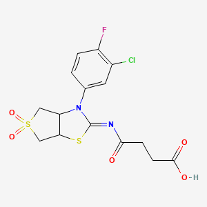 4-{[(2Z)-3-(3-chloro-4-fluorophenyl)-5,5-dioxidotetrahydrothieno[3,4-d][1,3]thiazol-2(3H)-ylidene]amino}-4-oxobutanoic acid