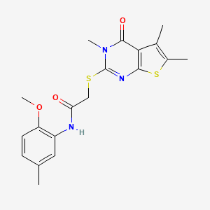 N-(2-methoxy-5-methylphenyl)-2-(3,5,6-trimethyl-4-oxo(3-hydrothiopheno[2,3-d]p yrimidin-2-ylthio))acetamide