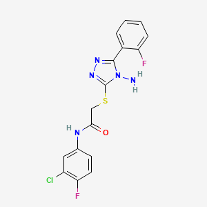 molecular formula C16H12ClF2N5OS B12142269 2-{[4-amino-5-(2-fluorophenyl)-4H-1,2,4-triazol-3-yl]sulfanyl}-N-(3-chloro-4-fluorophenyl)acetamide 