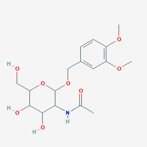 molecular formula C17H25NO8 B12142274 N-{2-[(3,4-dimethoxyphenyl)methoxy]-4,5-dihydroxy-6-(hydroxymethyl)oxan-3-yl}acetamide 