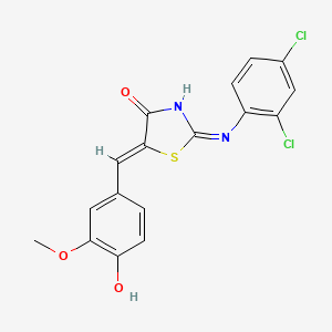 molecular formula C17H12Cl2N2O3S B12142323 (2E,5Z)-2-[(2,4-dichlorophenyl)imino]-5-(4-hydroxy-3-methoxybenzylidene)-1,3-thiazolidin-4-one 