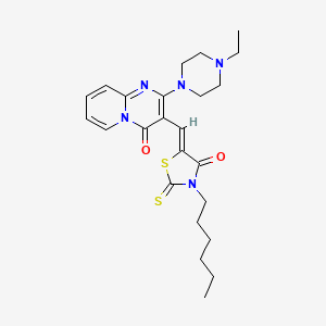 2-(4-ethylpiperazin-1-yl)-3-[(Z)-(3-hexyl-4-oxo-2-thioxo-1,3-thiazolidin-5-ylidene)methyl]-4H-pyrido[1,2-a]pyrimidin-4-one