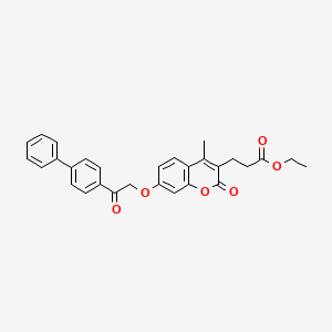 molecular formula C29H26O6 B12142362 ethyl 3-{7-[2-(4-biphenylyl)-2-oxoethoxy]-4-methyl-2-oxo-2H-chromen-3-yl}propanoate 