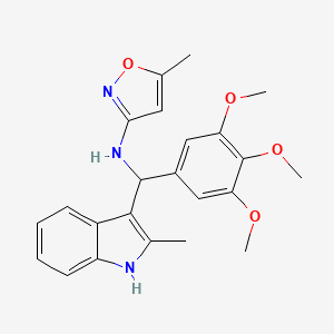 5-methyl-N-[(2-methyl-1H-indol-3-yl)(3,4,5-trimethoxyphenyl)methyl]-1,2-oxazol-3-amine