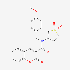 molecular formula C22H21NO6S B12142453 N-(1,1-dioxidotetrahydrothiophen-3-yl)-N-(4-methoxybenzyl)-2-oxo-2H-chromene-3-carboxamide 