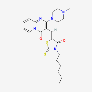 3-[(Z)-(3-hexyl-4-oxo-2-thioxo-1,3-thiazolidin-5-ylidene)methyl]-2-(4-methylpiperazin-1-yl)-4H-pyrido[1,2-a]pyrimidin-4-one