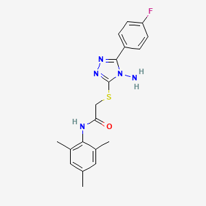 molecular formula C19H20FN5OS B12142593 2-{[4-amino-5-(4-fluorophenyl)-4H-1,2,4-triazol-3-yl]sulfanyl}-N-(2,4,6-trimethylphenyl)acetamide 