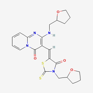 3-{(Z)-[4-oxo-3-(tetrahydrofuran-2-ylmethyl)-2-thioxo-1,3-thiazolidin-5-ylidene]methyl}-2-[(tetrahydrofuran-2-ylmethyl)amino]-4H-pyrido[1,2-a]pyrimidin-4-one