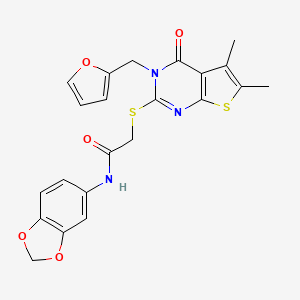 N-(1,3-benzodioxol-5-yl)-2-{[3-(furan-2-ylmethyl)-5,6-dimethyl-4-oxo-3,4-dihydrothieno[2,3-d]pyrimidin-2-yl]sulfanyl}acetamide