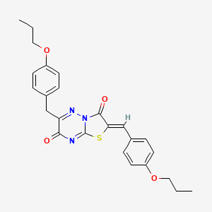 (2Z)-6-(4-propoxybenzyl)-2-(4-propoxybenzylidene)-7H-[1,3]thiazolo[3,2-b][1,2,4]triazine-3,7(2H)-dione