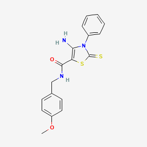 4-amino-N-[(4-methoxyphenyl)methyl]-3-phenyl-2-sulfanylidene-1,3-thiazole-5-carboxamide