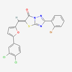 molecular formula C21H10BrCl2N3O2S B12142855 (5Z)-2-(2-bromophenyl)-5-{[5-(3,4-dichlorophenyl)furan-2-yl]methylidene}[1,3]thiazolo[3,2-b][1,2,4]triazol-6(5H)-one 