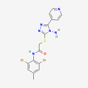 molecular formula C16H14Br2N6OS B12142869 2-(4-amino-5-(4-pyridyl)(1,2,4-triazol-3-ylthio))-N-(2,6-dibromo-4-methylpheny l)acetamide 