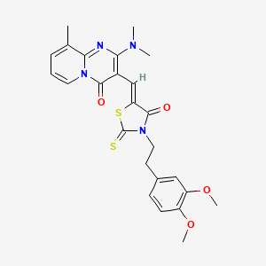 molecular formula C25H26N4O4S2 B12142941 3-[(Z)-{3-[2-(3,4-dimethoxyphenyl)ethyl]-4-oxo-2-thioxo-1,3-thiazolidin-5-ylidene}methyl]-2-(dimethylamino)-9-methyl-4H-pyrido[1,2-a]pyrimidin-4-one 