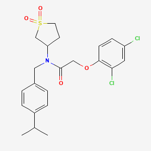 molecular formula C22H25Cl2NO4S B12143011 2-(2,4-dichlorophenoxy)-N-(1,1-dioxidotetrahydrothiophen-3-yl)-N-[4-(propan-2-yl)benzyl]acetamide 