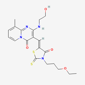 3-{(Z)-[3-(3-ethoxypropyl)-4-oxo-2-thioxo-1,3-thiazolidin-5-ylidene]methyl}-2-[(2-hydroxyethyl)amino]-9-methyl-4H-pyrido[1,2-a]pyrimidin-4-one