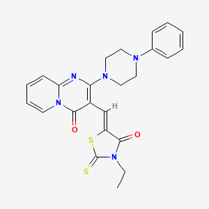 molecular formula C24H23N5O2S2 B12143044 3-[(Z)-(3-ethyl-4-oxo-2-thioxo-1,3-thiazolidin-5-ylidene)methyl]-2-(4-phenylpiperazin-1-yl)-4H-pyrido[1,2-a]pyrimidin-4-one 