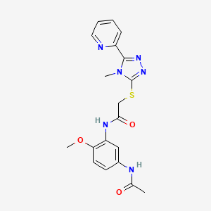 molecular formula C19H20N6O3S B12143051 N-[5-(acetylamino)-2-methoxyphenyl]-2-(4-methyl-5-(2-pyridyl)(1,2,4-triazol-3-ylthio))acetamide 