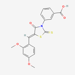 molecular formula C19H15NO5S2 B12143060 (Z)-3-(5-(2,4-dimethoxybenzylidene)-4-oxo-2-thioxothiazolidin-3-yl)benzoic acid 