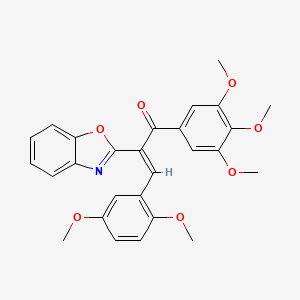 molecular formula C27H25NO7 B12143119 (2E)-2-benzoxazol-2-yl-3-(2,5-dimethoxyphenyl)-1-(3,4,5-trimethoxyphenyl)prop-2-en-1-one 