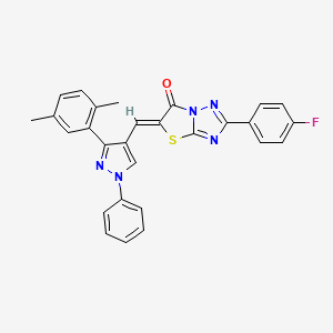 (5Z)-5-{[3-(2,5-dimethylphenyl)-1-phenyl-1H-pyrazol-4-yl]methylidene}-2-(4-fluorophenyl)[1,3]thiazolo[3,2-b][1,2,4]triazol-6(5H)-one