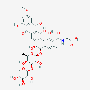 molecular formula C39H41NO19 B1214319 2-[[(5S,6S)-5-[(2S,3R,4S,5S,6R)-3,5-dihydroxy-6-methyl-4-[(2S,3R,4S,5R)-3,4,5-trihydroxyoxan-2-yl]oxyoxan-2-yl]oxy-1,6,9,14-tetrahydroxy-11-methoxy-3-methyl-8,13-dioxo-5,6-dihydrobenzo[a]tetracene-2-carbonyl]amino]propanoic acid 