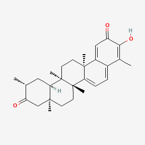 molecular formula C28H36O3 B1214320 (6aR,6bR,8aS,11R,12aR,14aR)-3-hydroxy-4,6a,6b,8a,11,14a-hexamethyl-7,8,9,11,12,12a,13,14-octahydropicene-2,10-dione 