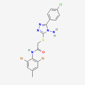 molecular formula C17H14Br2ClN5OS B12143212 2-{[4-amino-5-(4-chlorophenyl)-4H-1,2,4-triazol-3-yl]sulfanyl}-N-(2,6-dibromo-4-methylphenyl)acetamide 