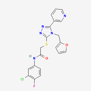 N-(3-chloro-4-fluorophenyl)-2-{[4-(furan-2-ylmethyl)-5-(pyridin-3-yl)-4H-1,2,4-triazol-3-yl]sulfanyl}acetamide