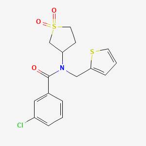 molecular formula C16H16ClNO3S2 B12143272 3-chloro-N-(1,1-dioxidotetrahydrothiophen-3-yl)-N-(thiophen-2-ylmethyl)benzamide 