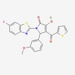 molecular formula C23H15FN2O4S2 B12143280 (4E)-1-(6-fluoro-1,3-benzothiazol-2-yl)-4-[hydroxy(thiophen-2-yl)methylidene]-5-(3-methoxyphenyl)pyrrolidine-2,3-dione 