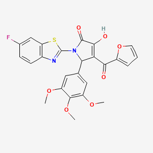 (4E)-1-(6-fluoro-1,3-benzothiazol-2-yl)-4-[furan-2-yl(hydroxy)methylidene]-5-(3,4,5-trimethoxyphenyl)pyrrolidine-2,3-dione