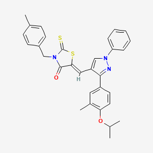 (5Z)-3-(4-methylbenzyl)-5-({3-[3-methyl-4-(propan-2-yloxy)phenyl]-1-phenyl-1H-pyrazol-4-yl}methylidene)-2-thioxo-1,3-thiazolidin-4-one