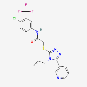 molecular formula C19H15ClF3N5OS B12143344 N-[4-chloro-3-(trifluoromethyl)phenyl]-2-{[4-(prop-2-en-1-yl)-5-(pyridin-3-yl)-4H-1,2,4-triazol-3-yl]sulfanyl}acetamide 