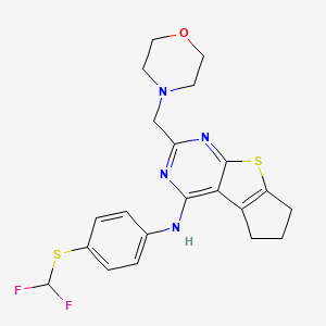 N-{4-[(difluoromethyl)sulfanyl]phenyl}-10-[(morpholin-4-yl)methyl]-7-thia-9,11-diazatricyclo[6.4.0.0^{2,6}]dodeca-1(12),2(6),8,10-tetraen-12-amine