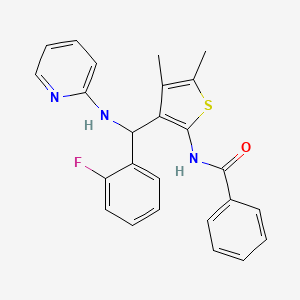 molecular formula C25H22FN3OS B12143399 N-{3-[(2-fluorophenyl)(pyridin-2-ylamino)methyl]-4,5-dimethylthiophen-2-yl}benzamide 