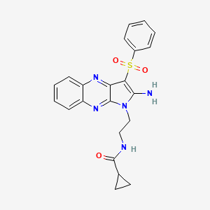 molecular formula C22H21N5O3S B12143430 N-{2-[2-amino-3-(phenylsulfonyl)-1H-pyrrolo[2,3-b]quinoxalin-1-yl]ethyl}cyclopropanecarboxamide 