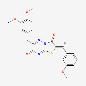 molecular formula C22H19N3O5S B12143453 (2Z)-6-(3,4-dimethoxybenzyl)-2-(3-methoxybenzylidene)-7H-[1,3]thiazolo[3,2-b][1,2,4]triazine-3,7(2H)-dione 