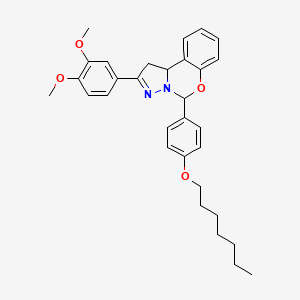 2-(3,4-Dimethoxyphenyl)-5-[4-(heptyloxy)phenyl]-1,10b-dihydropyrazolo[1,5-c][1,3]benzoxazine