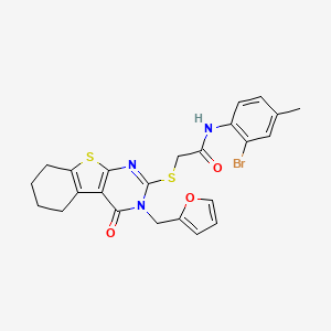 molecular formula C24H22BrN3O3S2 B12143492 N-(2-bromo-4-methylphenyl)-2-{[3-(furan-2-ylmethyl)-4-oxo-3,4,5,6,7,8-hexahydro[1]benzothieno[2,3-d]pyrimidin-2-yl]sulfanyl}acetamide 