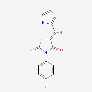 molecular formula C15H11FN2OS2 B12143541 (5Z)-3-(4-fluorophenyl)-5-[(1-methyl-1H-pyrrol-2-yl)methylidene]-2-thioxo-1,3-thiazolidin-4-one 