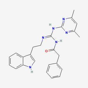 molecular formula C25H26N6O B12143552 N-[(Z)-[(4,6-dimethylpyrimidin-2-yl)amino]{[2-(1H-indol-3-yl)ethyl]amino}methylidene]-2-phenylacetamide 