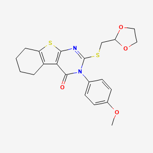 2-[(1,3-dioxolan-2-ylmethyl)sulfanyl]-3-(4-methoxyphenyl)-5,6,7,8-tetrahydro[1]benzothieno[2,3-d]pyrimidin-4(3H)-one