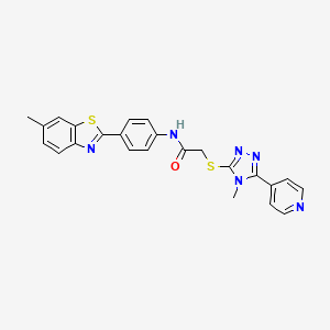 molecular formula C24H20N6OS2 B12143585 N-[4-(6-methyl-1,3-benzothiazol-2-yl)phenyl]-2-{[4-methyl-5-(pyridin-4-yl)-4H-1,2,4-triazol-3-yl]sulfanyl}acetamide 